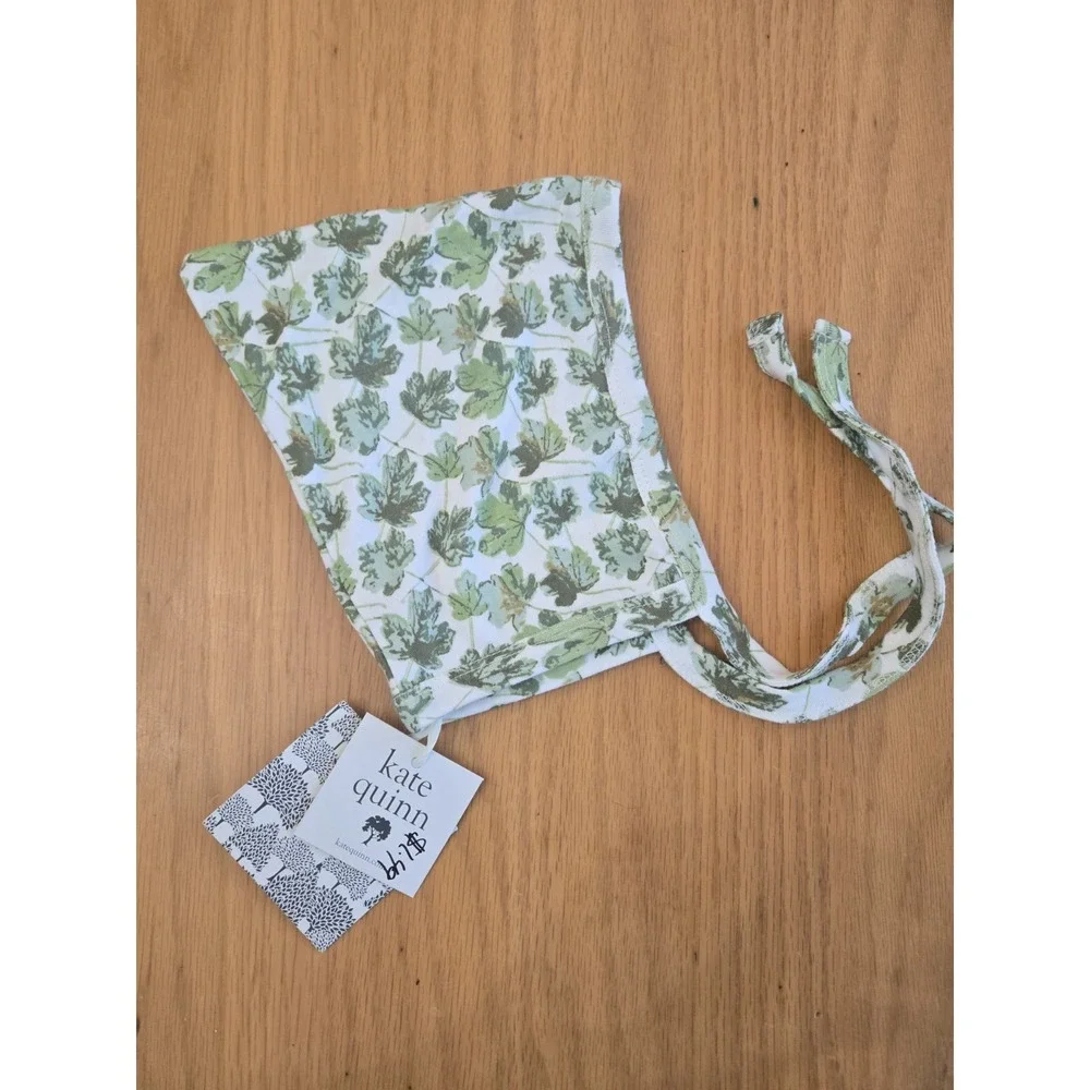 Kate Quinn Green Leaf Grape Leaf Baby Bonnet 12-18 Months NWT
